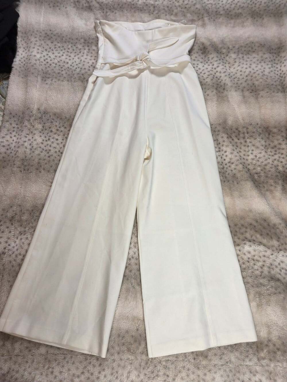 NWT LIKELY Cream Ivory Strapless Wide Leg Jumpsuit Belted Size - Picture 3 of 12